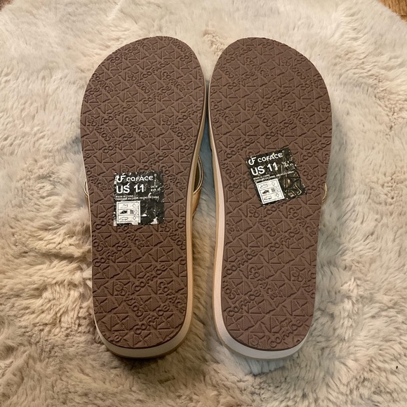 Coface Flip Flop Sandals Size 11 Arch Support Platform Thong Gold Cushion Comfy - Picture 8 of 8